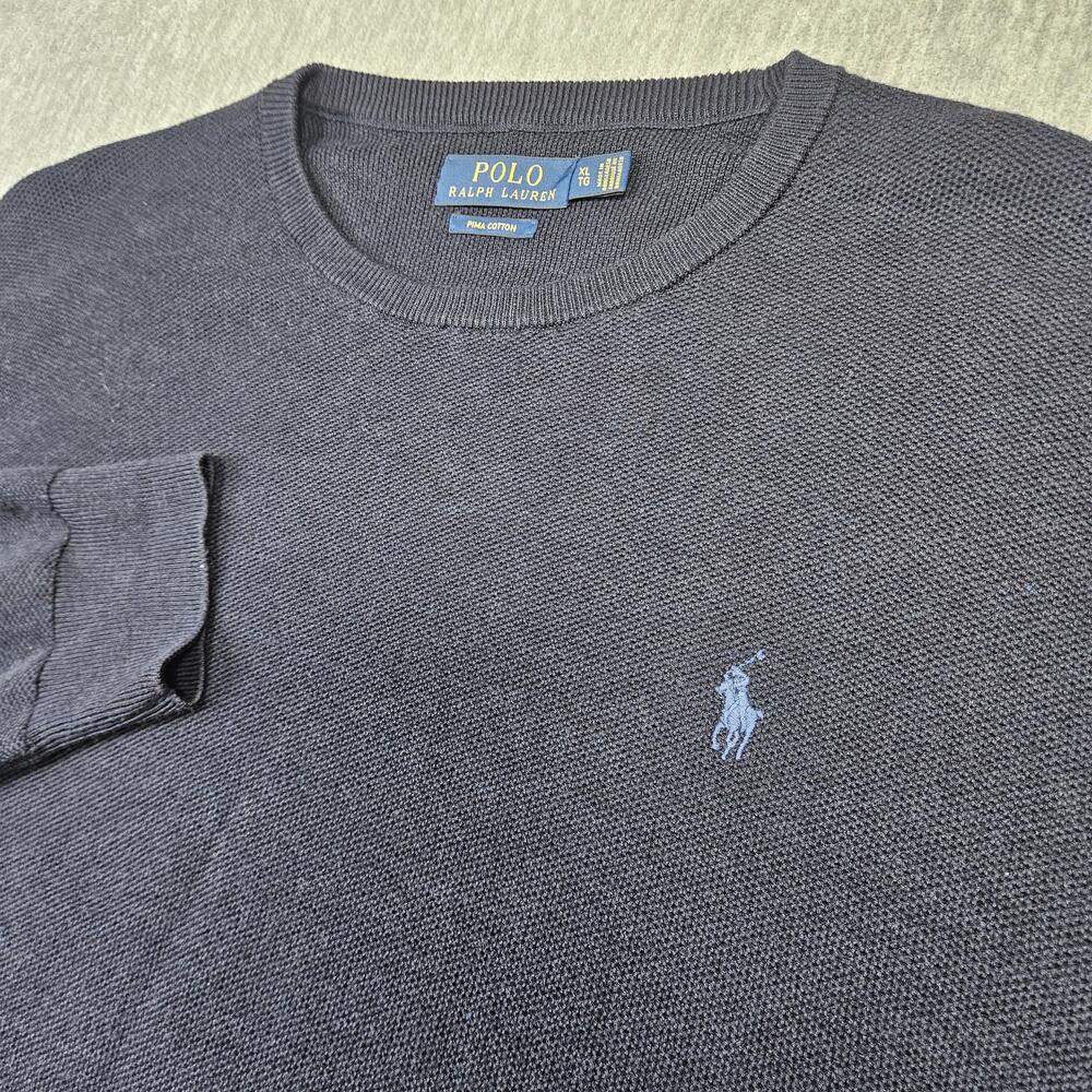 Polo Ralph Lauren Sweater Mens XL Blue Crew Neck Pullover Pima Cotton